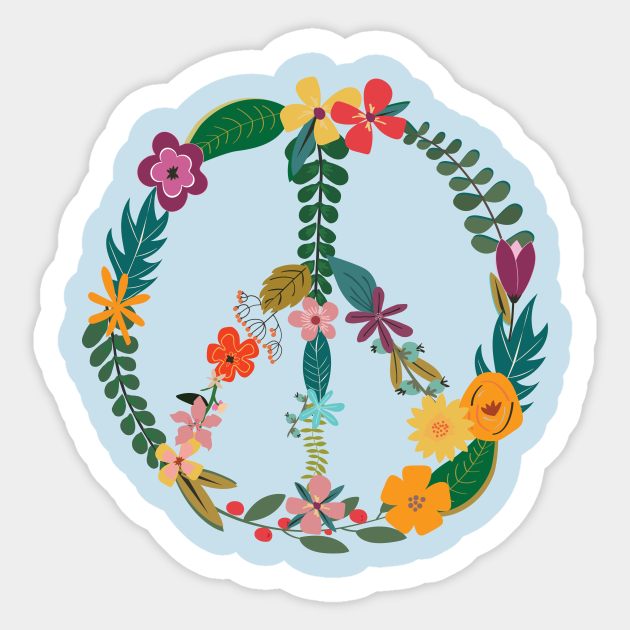 Floral Peace Sign Peace Sticker Teepublic 